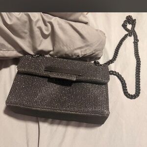 Kurt Geiger Black Glitter Mini Chain Shoulder Bag